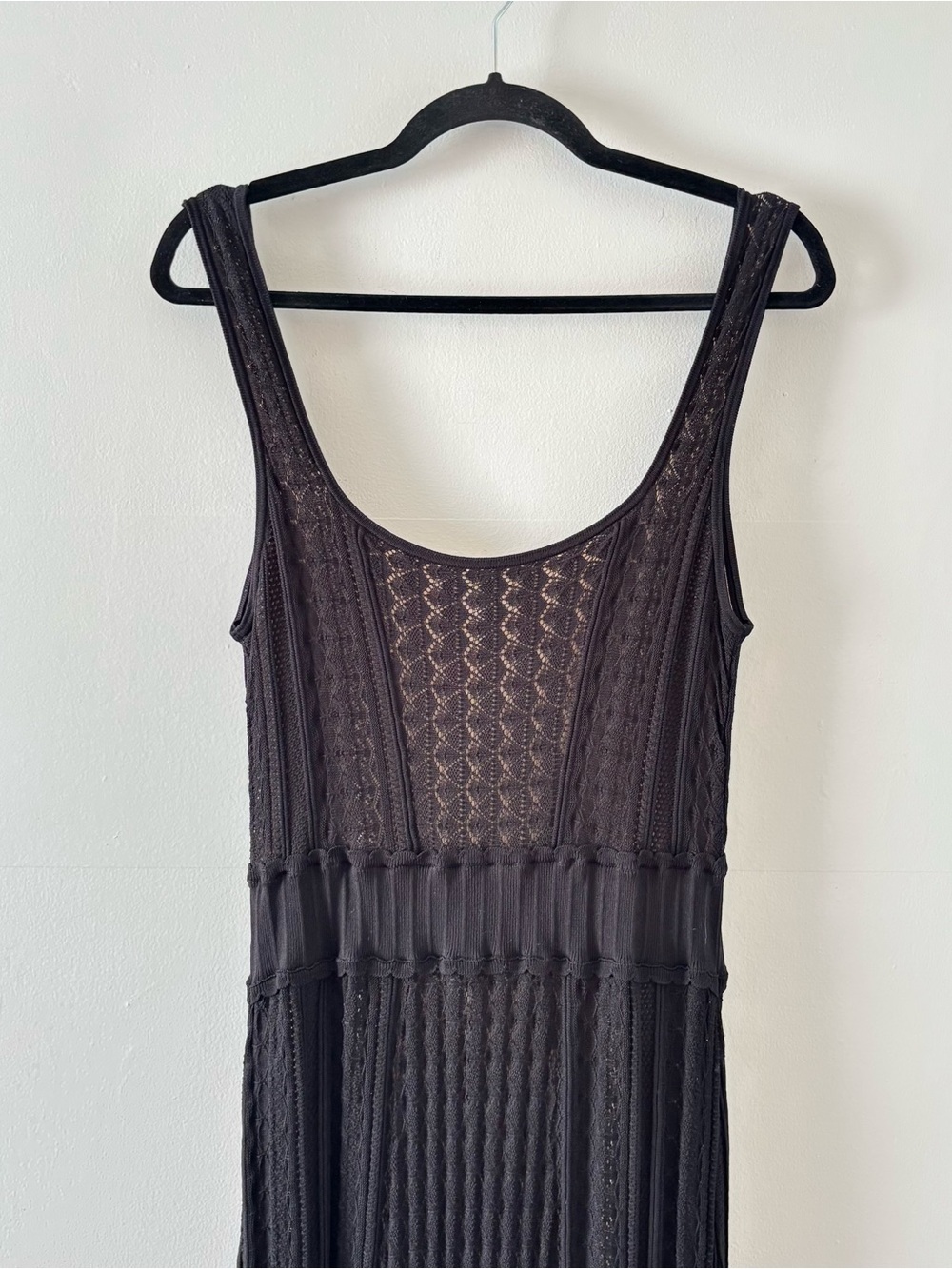 ME+EM Scoop Neck Pointelle Knit Maxi Dress Sleeveless Lined Crochet Stretch - Picture 10 of 10